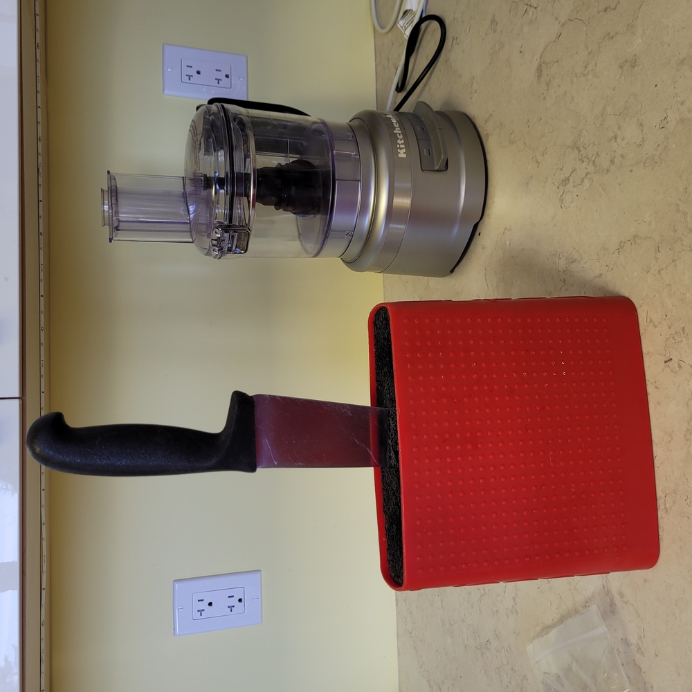 Red Knife Block with Black Handle Knife